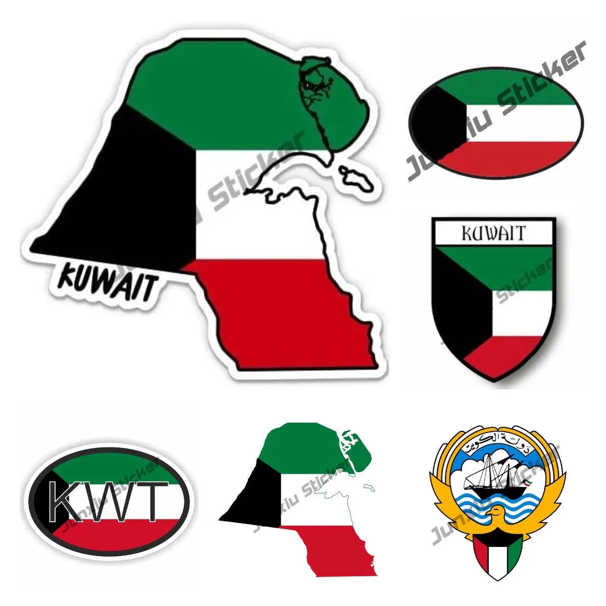 Laptop Accessories Kuwait - خريطة الكويت مع العلم ملصق فينيل