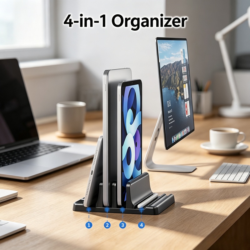 Laptop Stand Riser - حامل لابتوب عمودي متعدد الفتحات لتخزين